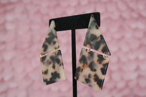 Janelle Geometric Drop Earring in Gray Tortoise